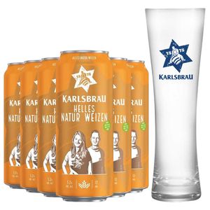 Pack 6 Cervejas Karlsbrau Helles Natur Weizen + Copo